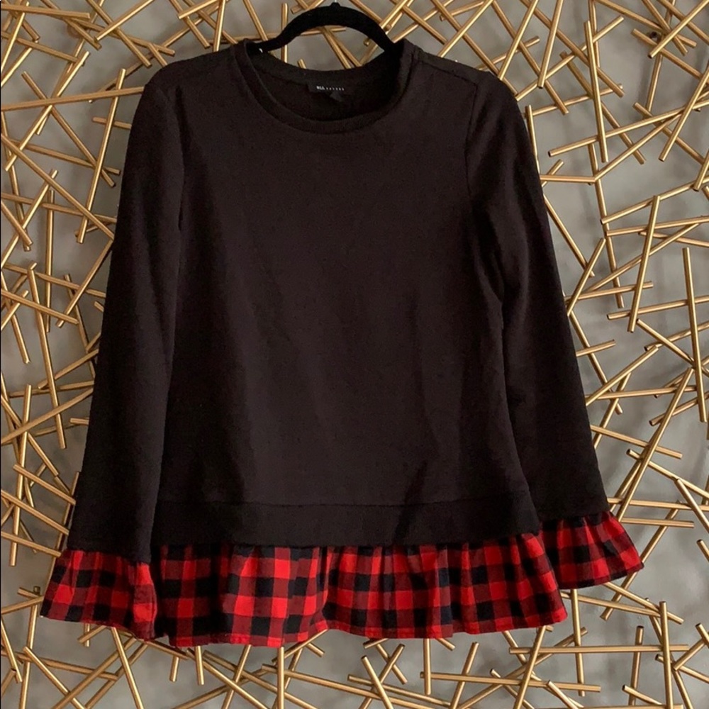 BLL tricot sweater with flannel flutter